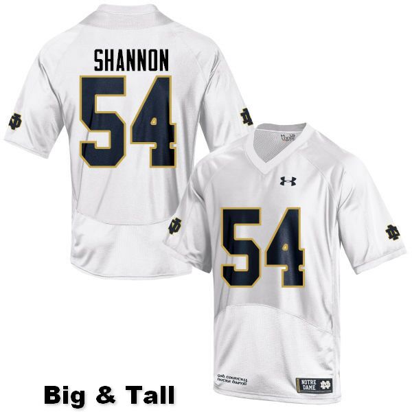 Men's NCAA Notre Dame Fighting Irish #54 John Shannon Stitched College Under Armour Authentic White Big & Tall Football Jersey VZ10K07RD